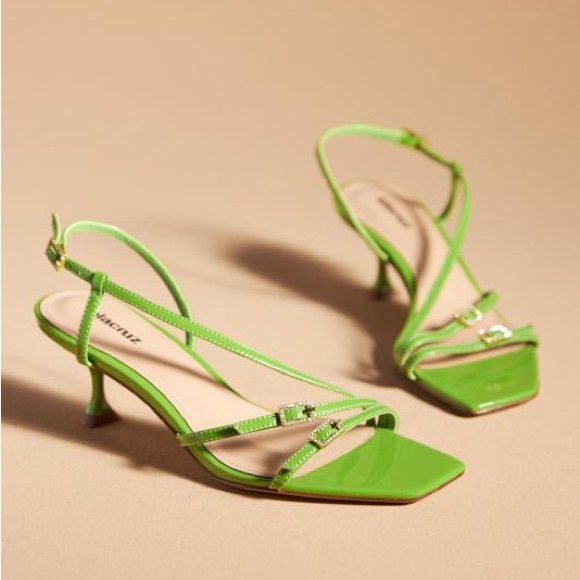 NWT Anthropologie Lola Cruz Asymmetrical‎ Buckle Heels - 38 - Picture 1 of 8